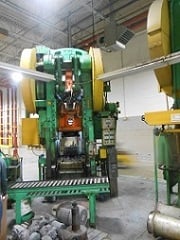 150/110 Ton, Bliss #3-3/4, single crank toggle press, 22"/15" plunger/blank stroke, 30"/28" Shut Height, 30"