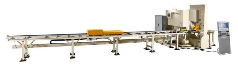Geka #Alfa-Plus, automatic CNC line for punching, drilling, marking & sheaing flat bars, new