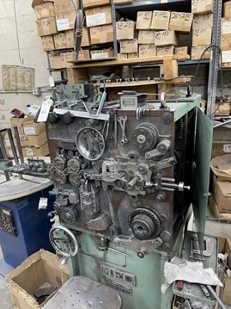 No. TF20 MEC, Wire Spring Coiler, .078" wire diameter, 1.57" coil diameter, 78" feed, L-R coiling, Double