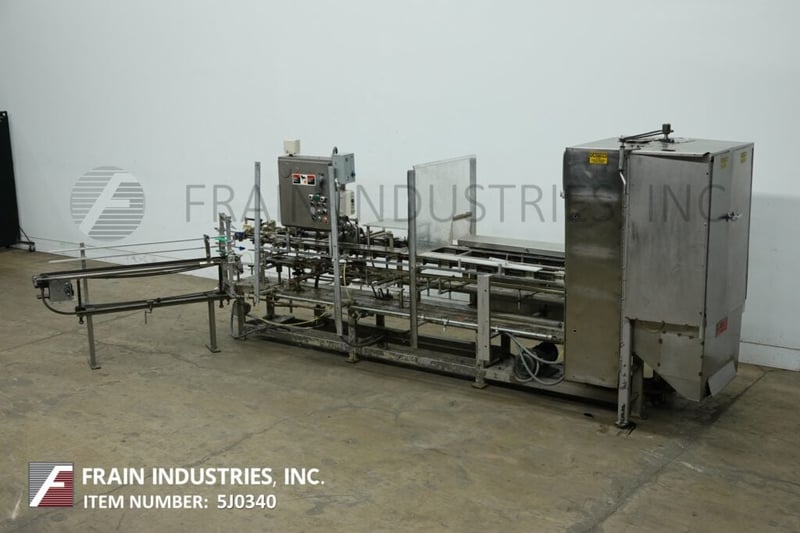 Clybourn #CHL7, automatic, vertical, volumetric, continuous motin, hot melt glue cartoner, 20-100