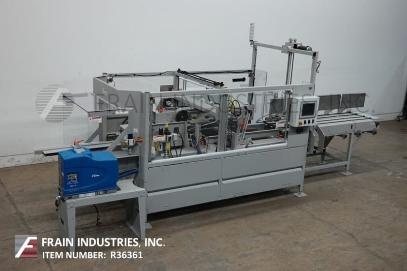 Pearson #CE35G-RTL, automatic, inline, case erector and hot melt glue bottom sealer rated from 10-35 cases