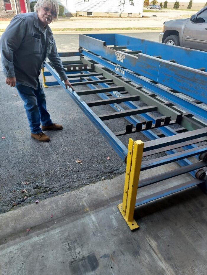 heavy duty press brake die rack w/4 sliding drawer, 12' L inside ...