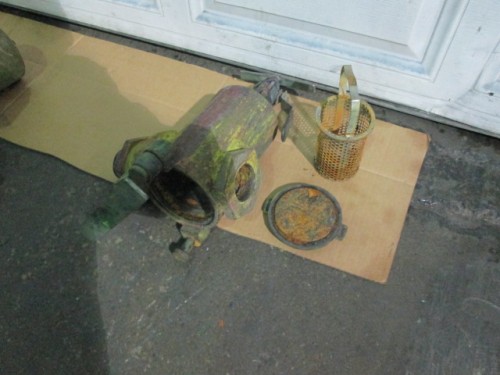 4" Kraissl Co., basket strainer, 2" inlet/outlet, 4" diameter x 5" deep removable basket