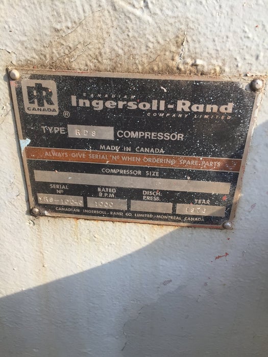 IngersollRand RDS, Core Compressor Frame for Sale Surplus Record