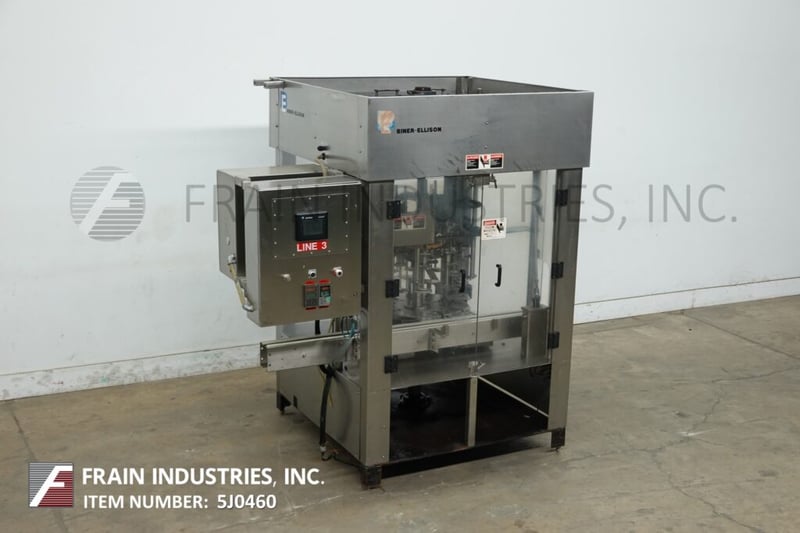 Biner Ellison #BE12HD, automatic, 12 head rotary, overflow filler, mounted on 4 leg Stainless Steel frame