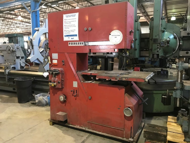 36" x 15" Peerless 3600MS, vertical band saw, blade welder, 34" x32