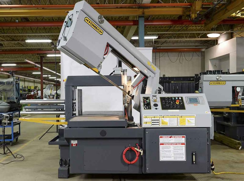 16" x 25" Hyd-Mech #M-16A, horizontal pivot band saw, 1-1/4" x 18' 6" band, 7.5 HP, coolant system, automatic