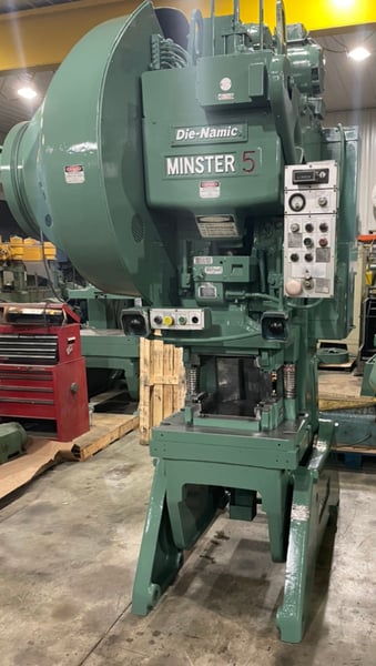 45 Ton, Minster #5 Diematic, 3" stroke, 15.75" Shut Height, 2.5" pneumatic adjustment, tooling