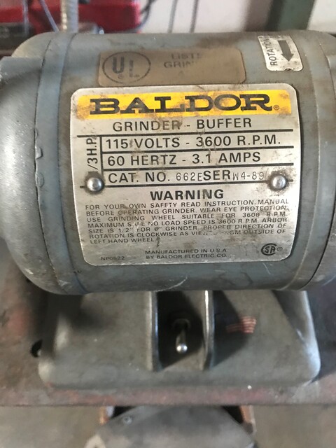 6" Baldor 662E, Bench Grinder, 3/4" wheel width, 1/2" wheel bore, 3600