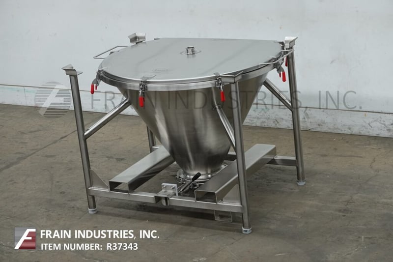 11 cu.ft., Laciny, 316 Stainless Steel tote/bin, 46" ID x 30" deep vessel, mounted on heavy duty