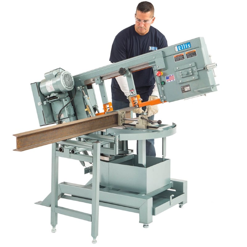 11" x 10" Ellis #1800, horizontal band saw, dual 45 degree miter, 11" round, new