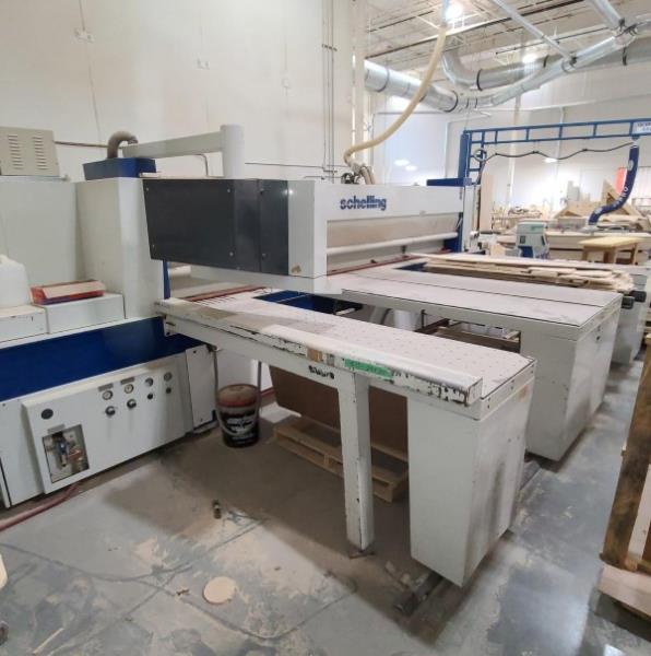 Schelling #FM-430/410, Front Load Auto. Panel Saw, 169" Cutting length, 165.3" pull back, 3.75" saw blade