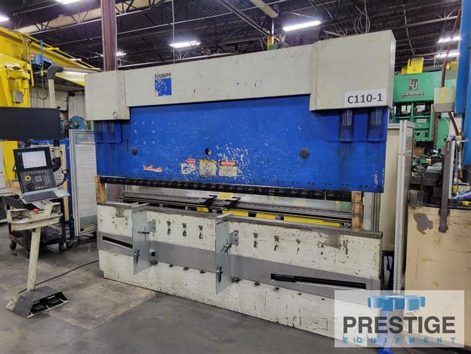 121 Ton, Trumpf #TrumaBend-C110, 10.2'OA, 106" between housing,Delem 6-Axis CNC, 2002, #32164