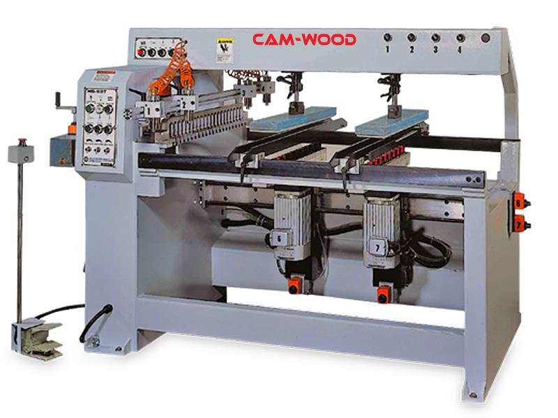 21 Spindle, Cam-wood #BR-0042BX, 2-head line boring machine, 5-1/2" - 23-1/2" between rows, 3" max drilling