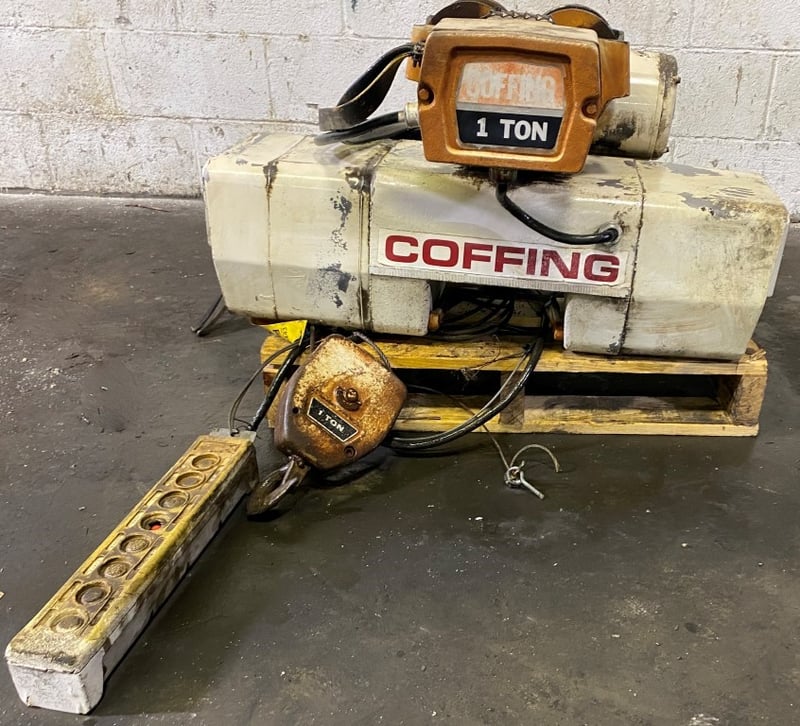 1 Ton, Coffing, electric chain hoist, powered trolley, pendant Control