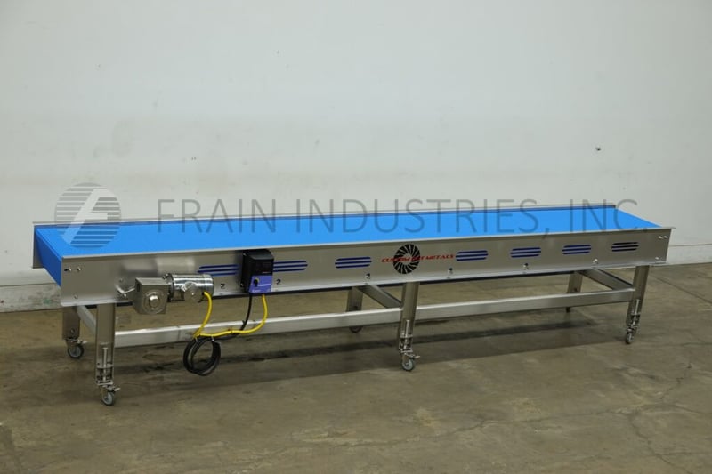 24" wide x 14.8' long, Custom Cut Metals Custom Cut Metal #CCMM013886, Stailess Steel table top conveyor