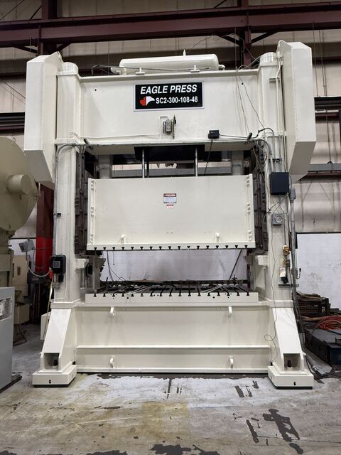 300 Ton, Eagle #SC2-300-108-48, 12" stroke, 32" Shut Height, 6" adj., 48" x 108" bed, 30" window, Omnilink