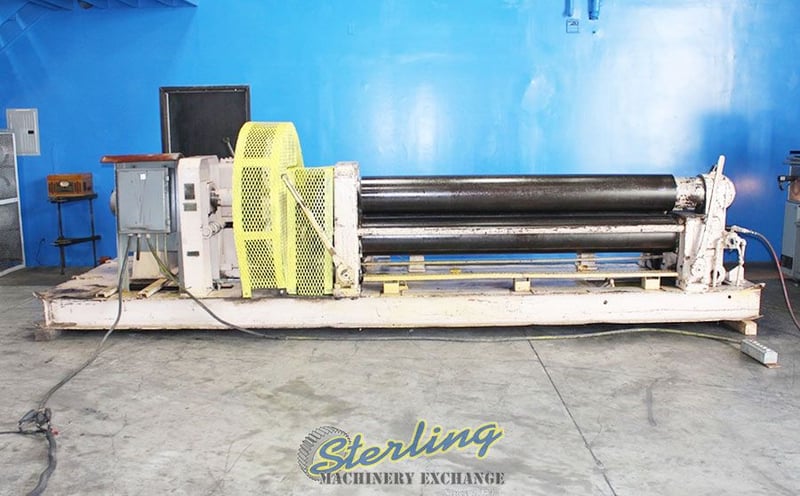 8' x 5/8" Webb #9L-1208, initial pinch power roll, 12" roll diameter, 6-12 FPM, air drop end, power rear roll