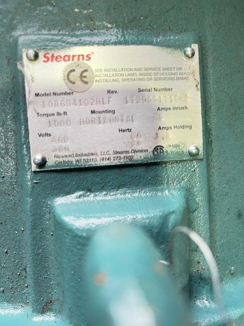 150 HP 890 RPM Reliance, Frame 449T/447T, TEFC, 460 Volts, w/1000ft.lb.Stearns Brake, unused (2 available)