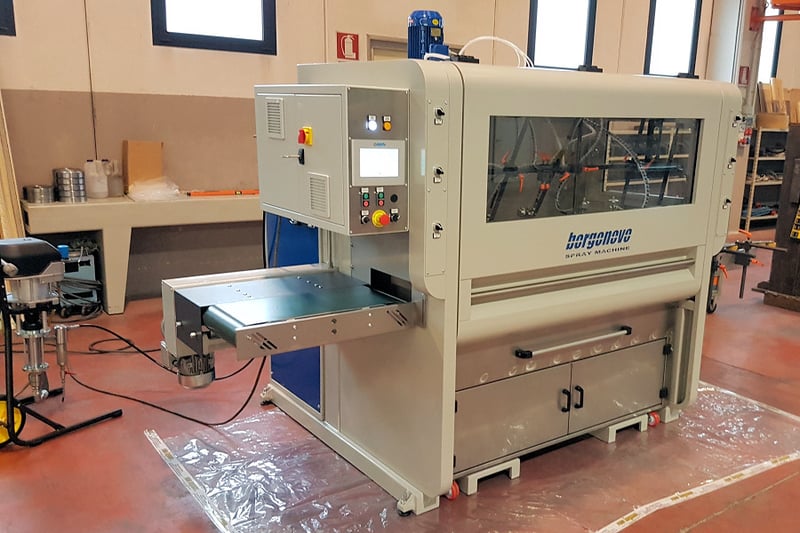 Renzo Borgonovo #SP-6P, Lineal Moulding Sprayer, 12" width capacity, 3-1/4" part thickness, 32" min. part L