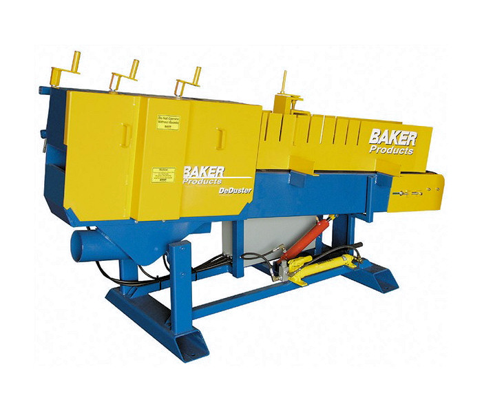 Baker #M4I, Inline Board Deduster, 34" conveyor H, 700 FPM, 8" width x 2.5" H x 55" L board, (3) 0.040"