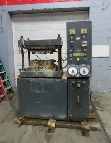 50 Ton, Wabash #50-2418-2TMACX, 4-post hydraulic press with heating elements, up-acting