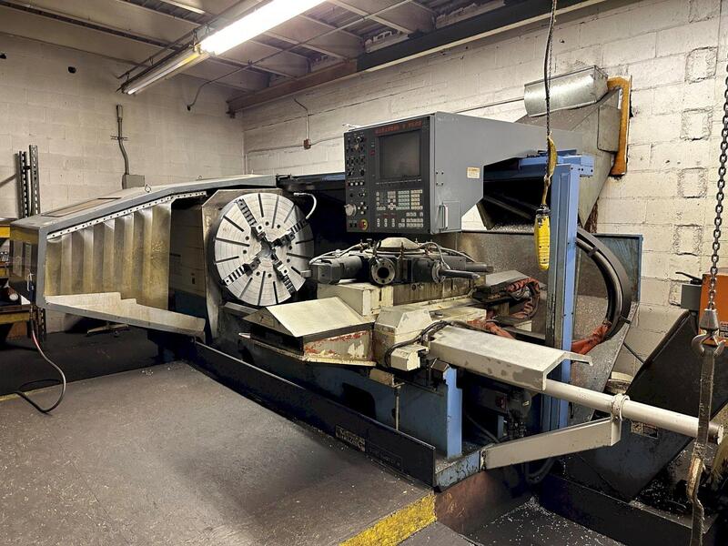 Mazak #Powermaster-PMNX-1600, hollow spindle CNC turret lathe, 42" swing, 48" chuck, 1995