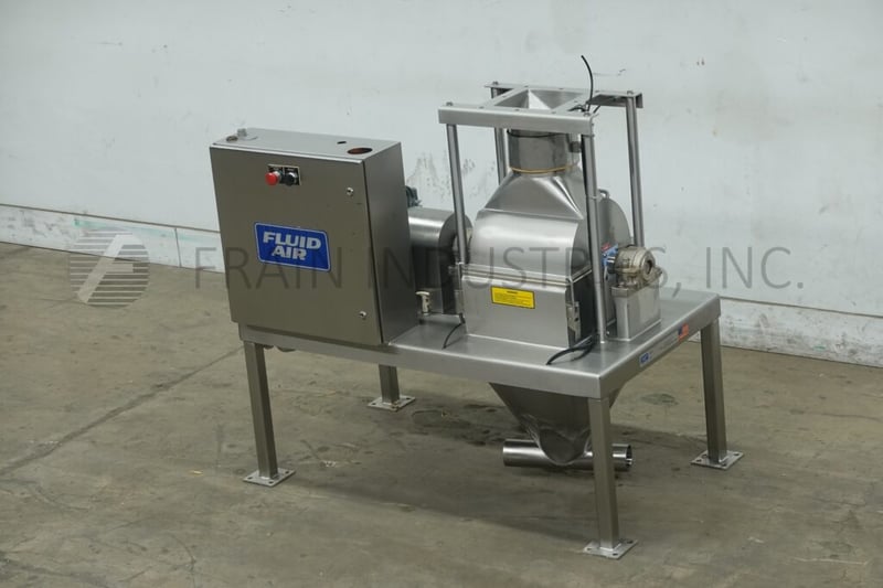 Fluid Air #014, Stainless Steel hammermill, 7-1/2" feed throat, 3" daimeter discharge pipe, 20 HP
