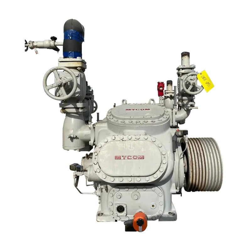 100 HP Mycom F62WB, 8-Cylinder Reciprocating Compressor Package, Belt Driven, 230/460 V, 1200 RPM