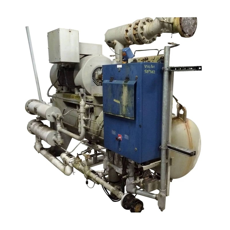 450 HP Vilter VSG501, Rotary Screw Compressor Package, 4160 V, 3600 RPM, 465 psig, Missing Control Panel, 2007