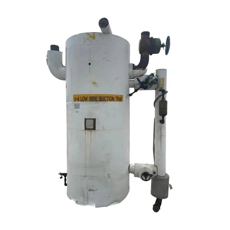 408 gallon E.L. Nickell C-3290, Vertical Ammonia Suction Trap, 40" diameter x 75" L Tank, 150 PSI @ 650 F