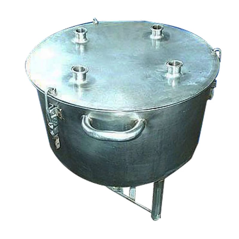 25 gallon Stainless Steel Tank, (3) Lid retaining clamps. (2 available