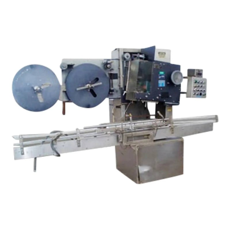 PDC #75C-ER, Neck Bander, 1.5 HP, (2) 2' 1" diameter film rolls, 4' diameter x 3' L Timing Screw, 3-1/2" max