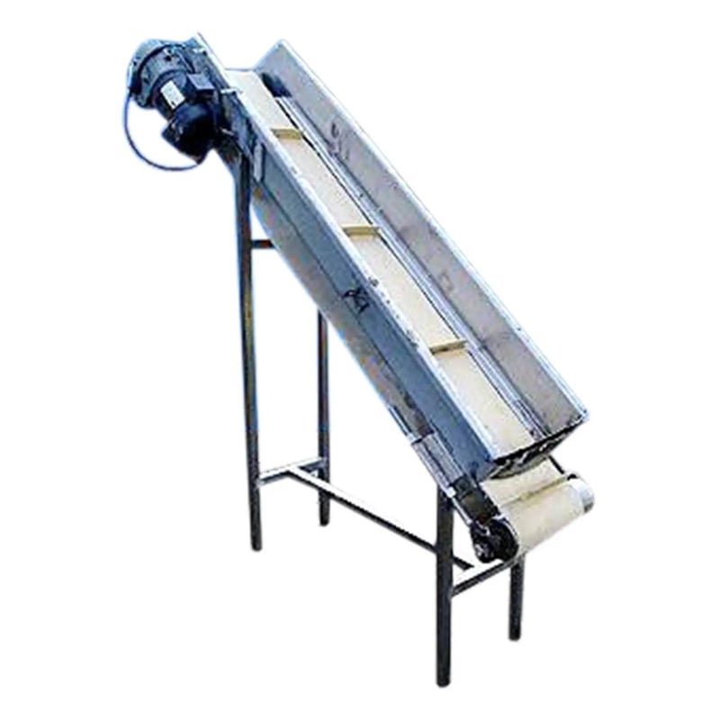 11" wide, Stainless Steel Conveyor, 0.5 HP, 1-1/2" H Cleat, 18-1/2" distance between cleats, 27" infeed H