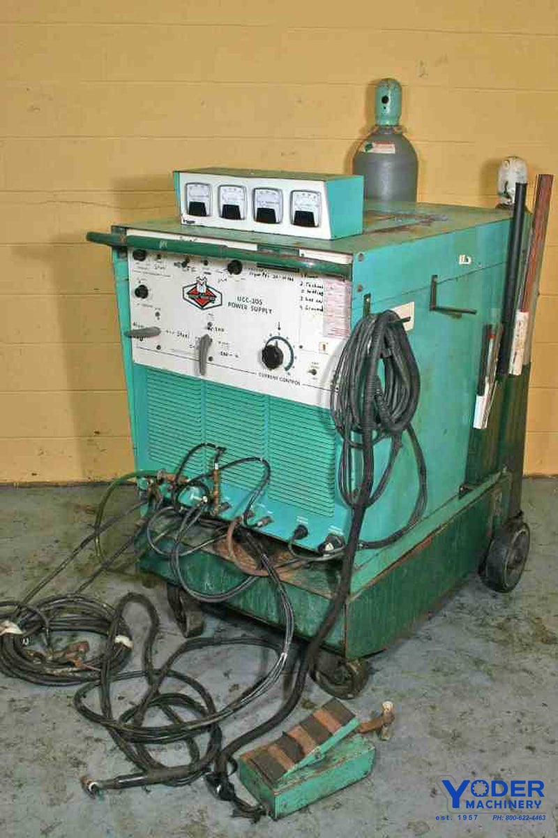 Linde LLCC305, union carbide tig/mig welder, soft start, remote foot