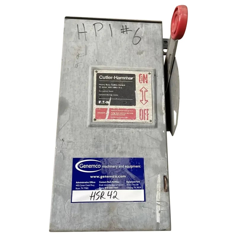 30 Amp. Cutler Hammer #DH361URK, Heavy Duty Safety Switch, 600 V, 3 poles, 3 wires