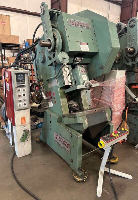 45 Ton, Precision Industries #45N-GOBI, OBI press, 3" stroke, 120 SPM, 1998