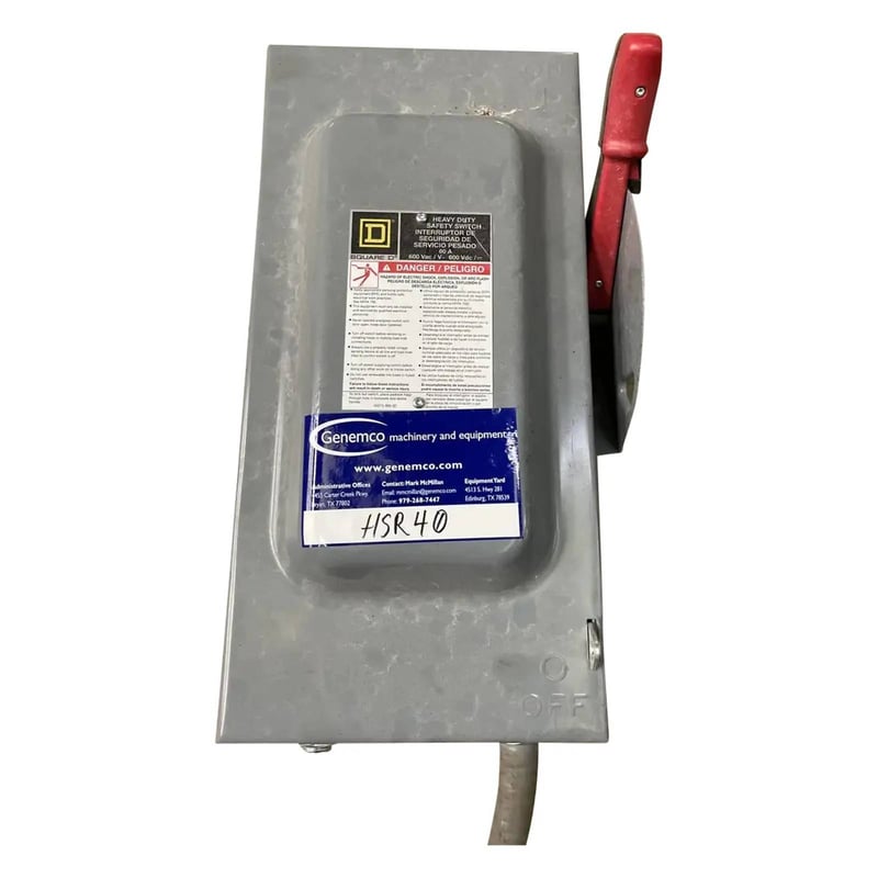 60 Amp. Square D HU362, Heavy Duty Safety Switch, 60 HP, 600 V AC/DC