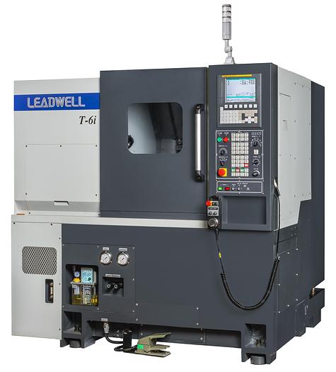 Leadwell #T-6i, horizontal lathe, 18.9" swing, 8" chuck, 3-jaw, 1.7" bar, 12 turret, A2-8, 2-Axis, Fanuc