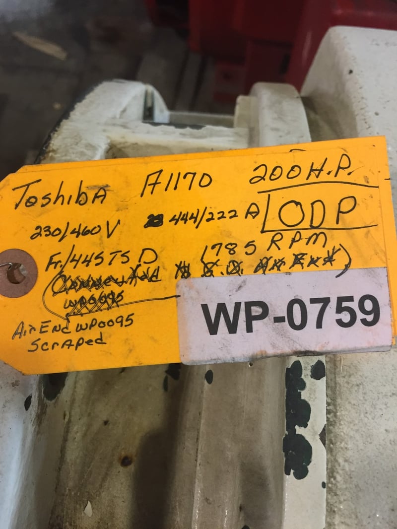 200 HP 1785 RPM Toshiba, Frame 445TSD, 230/460 Volts WP759