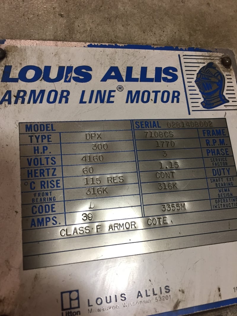 Hp Rpm Louis Allis Frame Cs Volts Wp For Sale