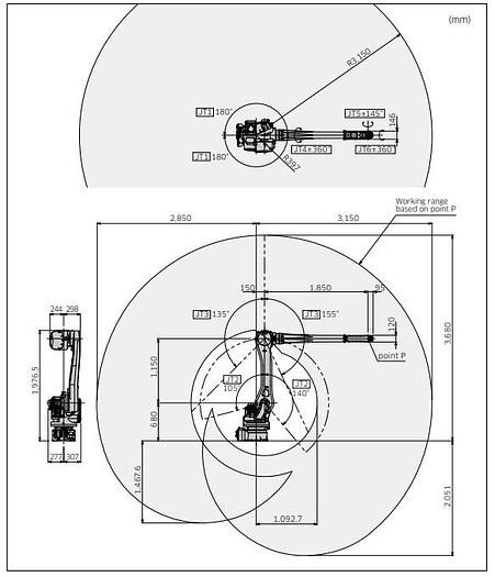 Kawasaki, RS015X, F02 controller, 15 Kg, 3150mm reach, Teach 