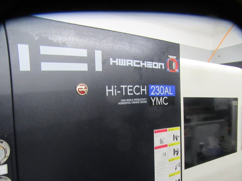 Hwacheon #Hi-Tech-230AL-YMC, turn mill CNC lathe, Fanuc Oi-TF CNC Control, Patriot 551" barfeed