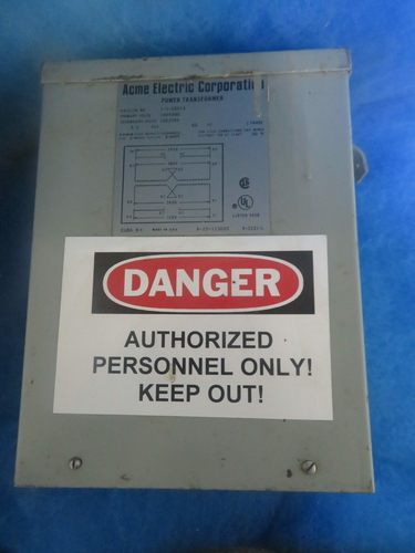 3 KVA 240x480 Primary, 120/240 Secondary, Acme T-1-53013, 1 phase power transformer, 1 year warranty