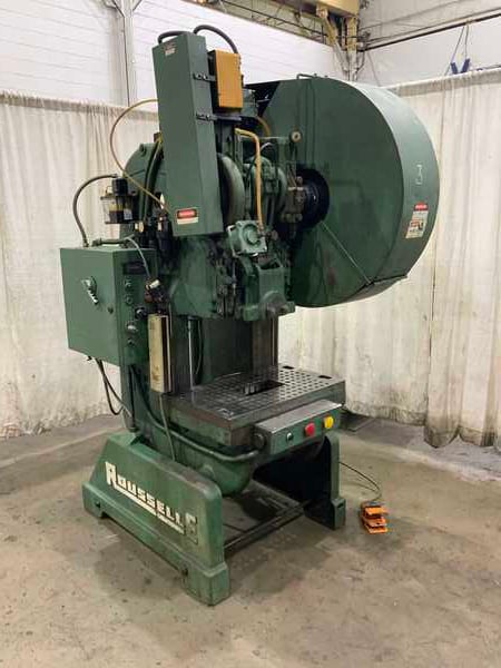 60 Ton, Rousselle 6, OBI flywheel press, 6" stroke, 91/2" Shut Height