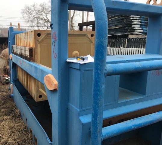 47" JWI Plate and Frame Filter Press, 40 cu.ft., 1200 mm plates, non gasketed, 31 plate currently