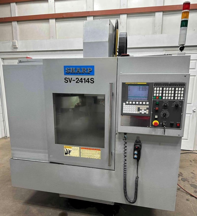Sharp #SV-2412S, CNC vertical machining center, Fanuc 0i, 24" X, 12" Y, 18" Z, 8000 RPM, 20 automatic tool