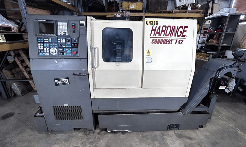 Hardinge #Conquest-T42, CNC turning center, 21.2" swing, 6" chuck, 1.6" bar, 9" diameter, 13.1" length, 10 HP