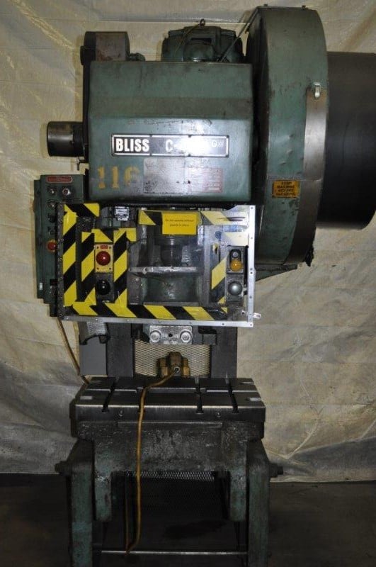 45 Ton, Bliss #C-45, flywheel type OBI press, 3" stroke, 12.25" Shut Height, 3" adj., 90 SPM, 29.5"x18"bed