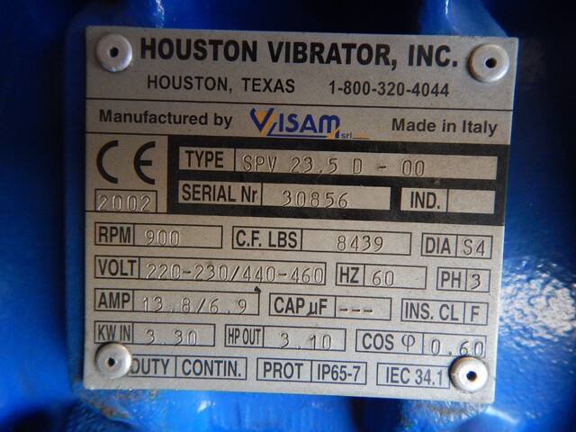 Houston Visam #SPV 23.5 D-00, Electric Vibrator, 3.1 HP out, 900 RPM ...